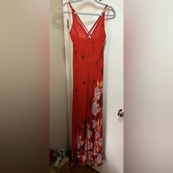 NWT Free People Get to You Floral Maxi Sundress Scarlet Red XS - Picture 5 of 12